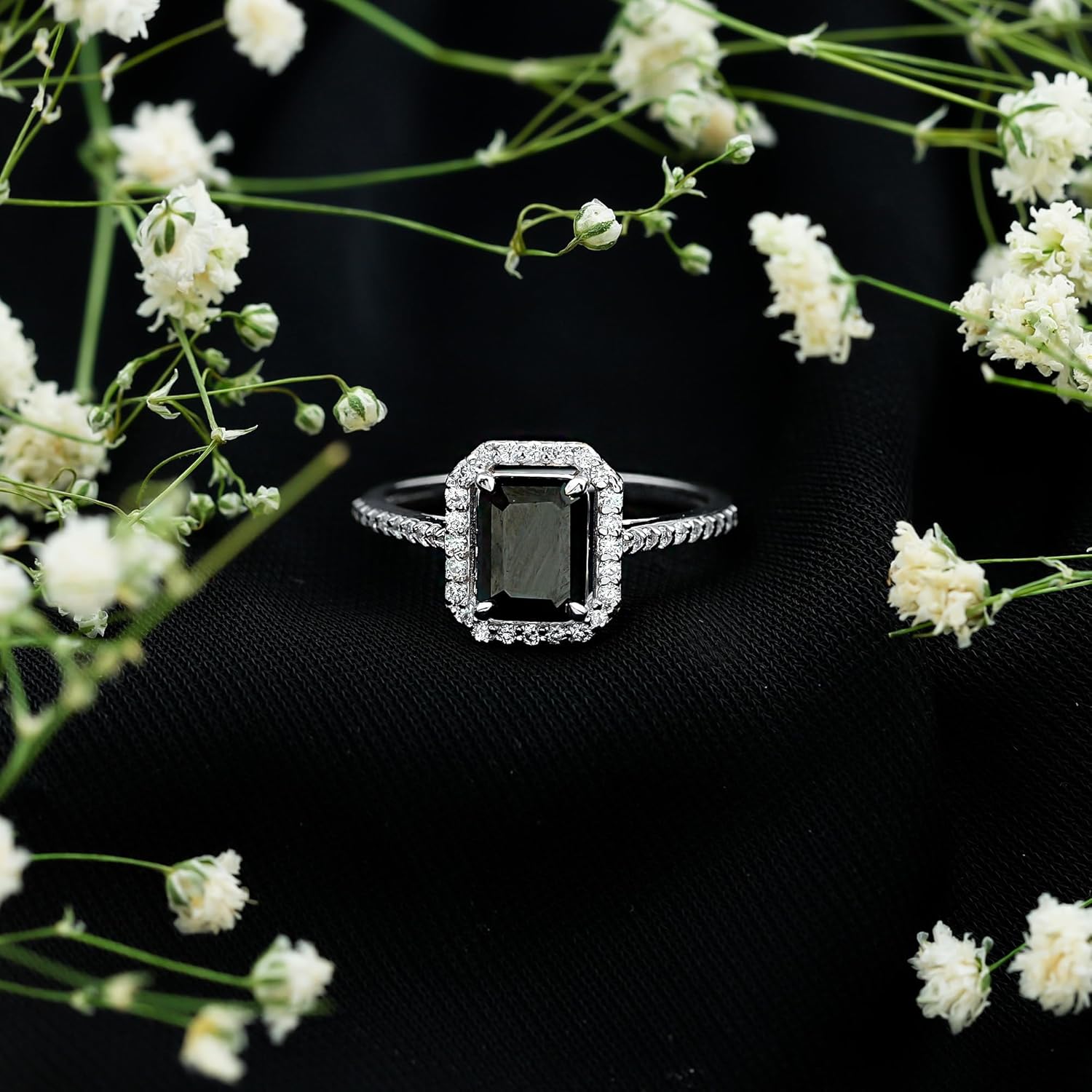 Certified Lab Grown Black Diamond 6X8mm Emerald Cut